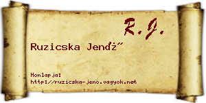 Ruzicska Jenő névjegykártya